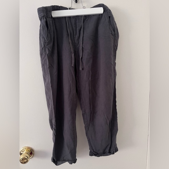 Susina Linen Blend Drawstring Pants Gray Small - Picture 1 of 7